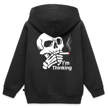 Totenkopf Garage Albtraum Angst Hölle Tod Skelett - Kinder Premium Organic Zip Hoodie - Schwarz - Hinten - AI Model Kid Male (0cm)