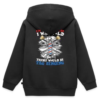 I'm Here Because I Was Told There Would Be Tag - Kinder Premium Organic Zip Hoodie - Schwarz - Hinten - AI Model Kid Male (0cm)