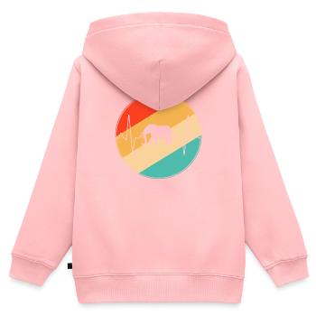 Elefant Retro Herzschlag - Kinder Premium Organic Zip Hoodie - Rosa - Hinten - AI Model Kid Female (0cm)