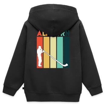 Rétro Alphorn Instrument de Musique Musicien Suisse Sc - Sweat Premium à capuche zippé enfant bio - noir - Dos - AI Model Kid Male (0cm)