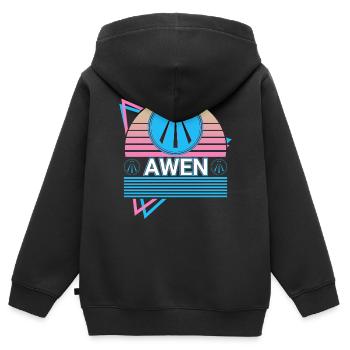 Awen Druide Paganisme Celtique Wiccan Rétro - Sweat Premium à capuche zippé enfant bio - noir - Dos - AI Model Kid Male (0cm)