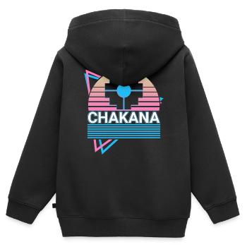 Chakana Inca Cross Rétro - Sweat Premium à capuche zippé enfant bio - noir - Dos - AI Model Kid Male (0cm)