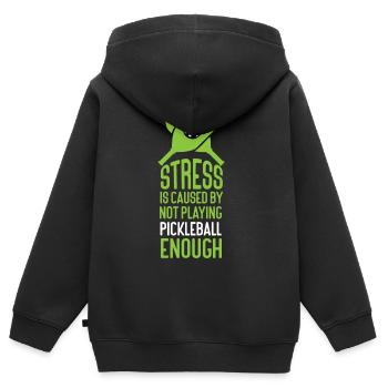 Le stress du pickleball est causé par le fait de ne pas - Sweat Premium à capuche zippé enfant bio - noir - Dos - AI Model Kid Male (0cm)