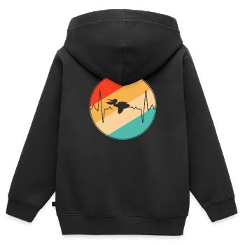 Pelikan Retro Heartbeat - Sweat Premium à capuche zippé enfant bio - noir - Dos - AI Model Kid Male (0cm)