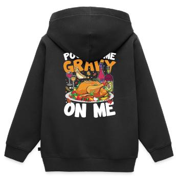 Pour Some Gravy On Me für die Familie - Kinder Premium Organic Zip Hoodie - Schwarz - Hinten - AI Model Kid Male (0cm)