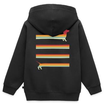 Long Wiener Dog Retro Dachshund - Kids Premium Organic Zip-up Hoodie - black - Back - AI Model Kid Male (0cm)