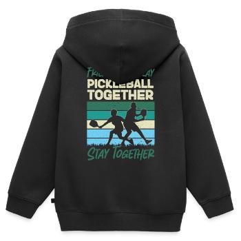 Pickleball Buddies Rétro Vintage - Sweat Premium à capuche zippé enfant bio - noir - Dos - AI Model Kid Male (0cm)