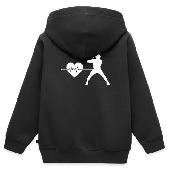 Battements de cœur de baseball - Sweat Premium à capuche zippé enfant bio - noir - Dos - AI Model Kid Male (0cm)