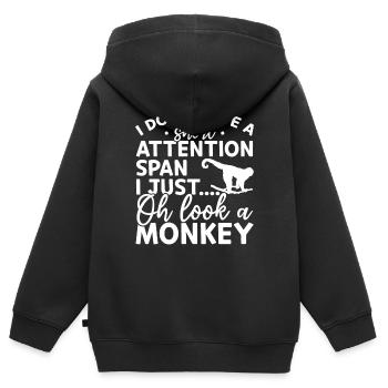 I Don't Have A Short Attention Span I Just Oh Look - Kinder Premium Organic Zip Hoodie - Schwarz - Hinten - AI Model Kid Male (0cm)