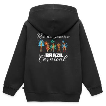 Carnaval de Rio Rio de Janeiro Célébration au Brésil - Sweat Premium à capuche zippé enfant bio - noir - Dos - AI Model Kid Male (0cm)