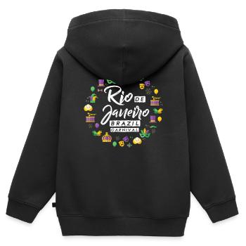 Carnaval de Rio Célébration de Rio de Janeiro au Brésil - Sweat Premium à capuche zippé enfant bio - noir - Dos - AI Model Kid Male (0cm)