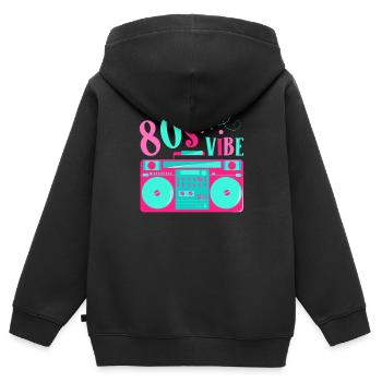 80er Vibe 80er Dekade 1980 Vintage 80er Party - Kinder Premium Organic Zip Hoodie - Schwarz - Hinten - AI Model Kid Male (0cm)