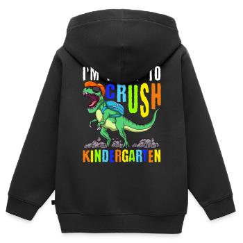Je suis prêt à écraser le dinosaure de maternelle T-Rex - Sweat Premium à capuche zippé enfant bio - noir - Dos - AI Model Kid Male (0cm)