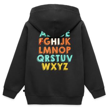 ABCs Hallo Kindergarten Zurück In Die Schule - Kinder Premium Organic Zip Hoodie - Schwarz - Hinten - AI Model Kid Male (0cm)