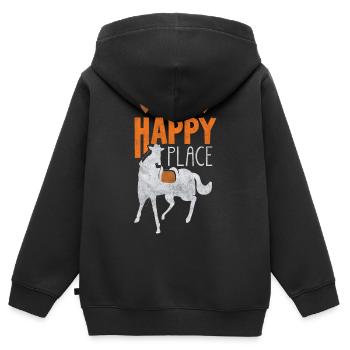 Reiten, Auf Dem Rücken Des Pferdes - Kinder Premium Organic Zip Hoodie - Schwarz - Hinten - AI Model Kid Male (0cm)