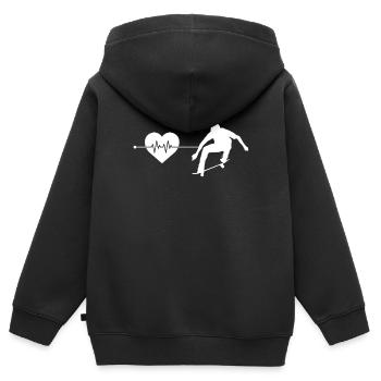 Skater Skate Herzschlag - Kinder Premium Organic Zip Hoodie - Schwarz - Hinten - AI Model Kid Male (0cm)