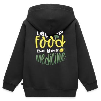 Laissez votre nourriture être votre médicament - Sweat Premium à capuche zippé enfant bio - noir - Dos - AI Model Kid Male (0cm)