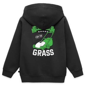 Je suis juste ici pour le - Sweat Premium à capuche zippé enfant bio - noir - Dos - AI Model Kid Male (0cm)