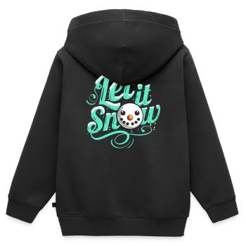 Let It Snow Bonhomme de neige Joyeux Noël - Sweat Premium à capuche zippé enfant bio - noir - Dos - AI Model Kid Male (0cm)