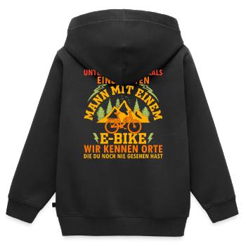eBike Mountainbike Fahrradfahrer E-Bike Fahrrad Ra - Kinder Premium Organic Zip Hoodie - Schwarz - Hinten - AI Model Kid Male (0cm)
