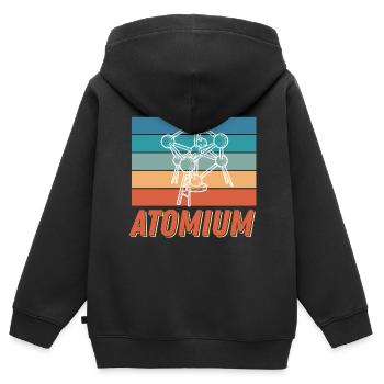 Atomium Science Noyau atomique Physique Physicien atomique - Sweat Premium à capuche zippé enfant bio - noir - Dos - AI Model Kid Male (0cm)