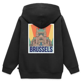 Bruxelles Science Noyau atomique Physique Physicien atomique - Sweat Premium à capuche zippé enfant bio - noir - Dos - AI Model Kid Male (0cm)