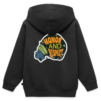 Schwarze Frau Ehre und Respekt Schwarzer Geschicht - Kinder Premium Organic Zip Hoodie - Schwarz - Hinten - AI Model Kid Male (0cm)