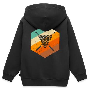Billard Retro Billard Billard 8 Billard Retro Billard - Sweat Premium à capuche zippé enfant bio - noir - Dos - AI Model Kid Male (0cm)