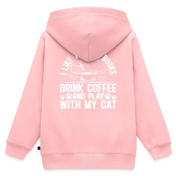 Cat Lover - I Like To Read Books And Play With My - Kids Premium Organic Zip-up Hoodie - rose - Back - AI Model Kid Female (0cm)