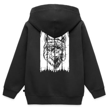 Alpaga Llama Head Llama Farmer - Llamas Llama - Sweat Premium à capuche zippé enfant bio - noir - Dos - AI Model Kid Male (0cm)