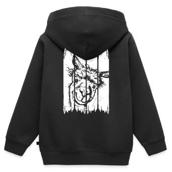 Llama Head Alpaga Llama Farmer Llama Farm Llama Lama - Sweat Premium à capuche zippé enfant bio - noir - Dos - AI Model Kid Male (0cm)