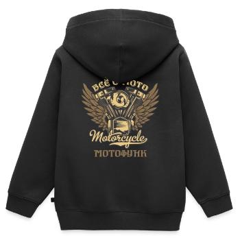 Vlog moto Motofunk Circuits à moto - Sweat Premium à capuche zippé enfant bio - noir - Dos - AI Model Kid Male (0cm)