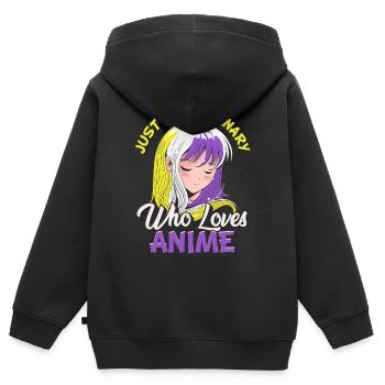 Non-binary anime girl Just a non-binary, - Kids Premium Organic Zip-up Hoodie - black - Back - AI Model Kid Male (0cm)