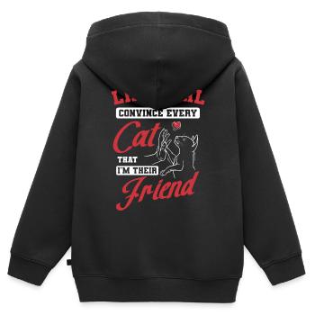 Objectif de vie pour convaincre chaque chat que je suis leur ami - Sweat Premium à capuche zippé enfant bio - noir - Dos - AI Model Kid Male (0cm)