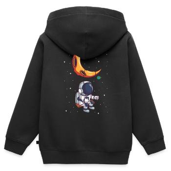 Astronaut rocks astronomer alien on the moon - Kids Premium Organic Zip-up Hoodie - black - Back - AI Model Kid Male (0cm)