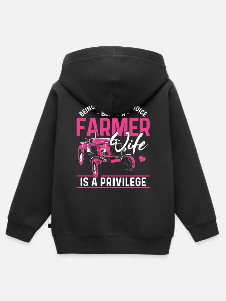 Boeren boer vrouw tractor zijn - Kinder Premium zip hoodie biologisch - zwart