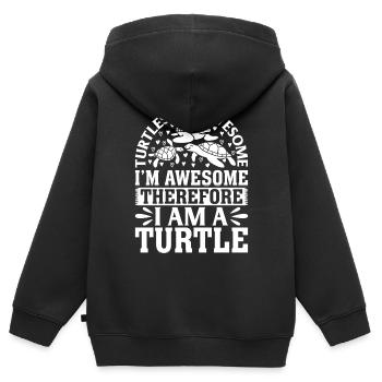 Les tortues sont géniales je suis génial donc je suis un tu - Sweat Premium à capuche zippé enfant bio - noir - Dos - AI Model Kid Male (0cm)