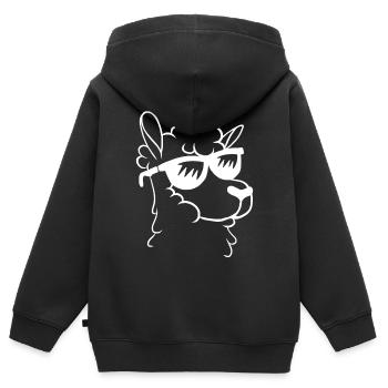 Lama Lama Llama Llama - Lama Mignon Tête de Lama F - Sweat Premium à capuche zippé enfant bio - noir - Dos - AI Model Kid Male (0cm)