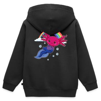 Bisexuell Stolz Bi Kawaii Axolotl Bisexuell Flagge - Kinder Premium Organic Zip Hoodie - Schwarz - Hinten - AI Model Kid Male (0cm)