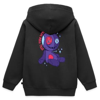 Jeu vaudou avec des poupées Sorcières effrayantes d’Halloween - Sweat Premium à capuche zippé enfant bio - noir - Dos - AI Model Kid Male (0cm)