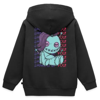 Creepy Voodoo I'm thinking of you! Creepy Ha - Kids Premium Organic Zip-up Hoodie - black - Back - AI Model Kid Male (0cm)