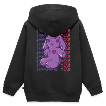 Voodoo-Häschen denkt an dich Voodoo-Halloween-Zaub - Kinder Premium Organic Zip Hoodie - Schwarz - Hinten - AI Model Kid Male (0cm)