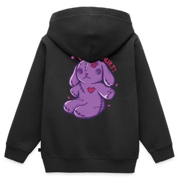 Lapins vaudou Est-ce que ça fait mal? Poupée vaudou Halloween - Sweat Premium à capuche zippé enfant bio - noir - Dos - AI Model Kid Male (0cm)