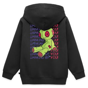 Voodoo Puppe Hexerei Denken An Dich Gruselig Hallo - Kinder Premium Organic Zip Hoodie - Schwarz - Hinten - AI Model Kid Male (0cm)