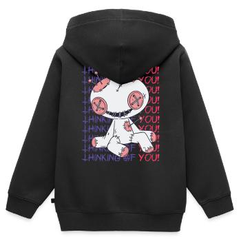 Poupée vaudou effrayante qui pense à vous sorcellerie - Sweat Premium à capuche zippé enfant bio - noir - Dos - AI Model Kid Male (0cm)