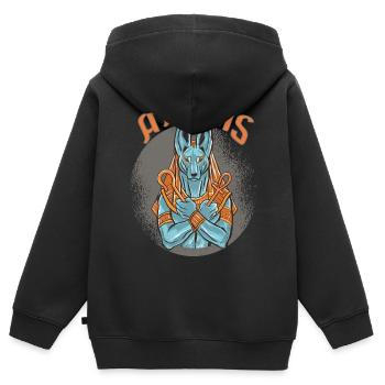 Pyramides de Gizeh Anubis Egypte Souvenir Egyptologue - Sweat Premium à capuche zippé enfant bio - noir - Dos - AI Model Kid Male (0cm)