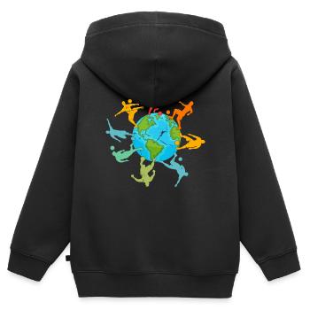 Soccer Player Earth - Soccer Lover Soccer Players - Kinder Premium Organic Zip Hoodie - Schwarz - Hinten - AI Model Kid Male (0cm)