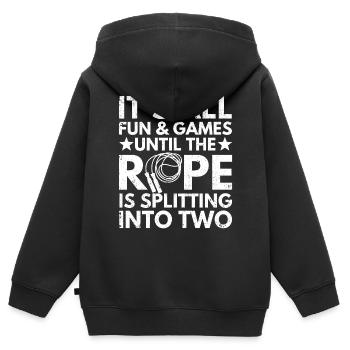 Lustiges Springseil Springseil Springseil Skip Rop - Kinder Premium Organic Zip Hoodie - Schwarz - Hinten - AI Model Kid Male (0cm)