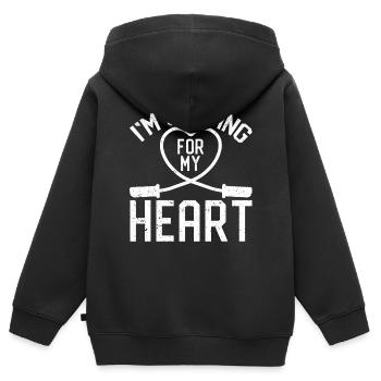 Corde à sauter amusante Je saute avec la corde pour m - Sweat Premium à capuche zippé enfant bio - noir - Dos - AI Model Kid Male (0cm)
