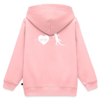 Eidechse Herzschlag - Kinder Premium Organic Zip Hoodie - Rosa - Hinten - AI Model Kid Female (0cm)